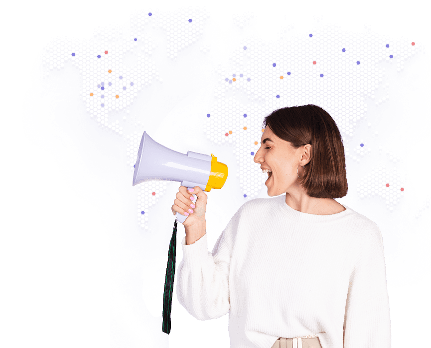 Woman with megaphone ready to scale business